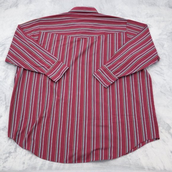 Ely Cattleman Shirt Mens 3XL Burgundy Striped Big Man Long Sleeve Western Pearl - Picture 11 of 16